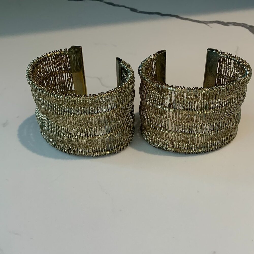 Two Fashion Brass Cuff Bracelets